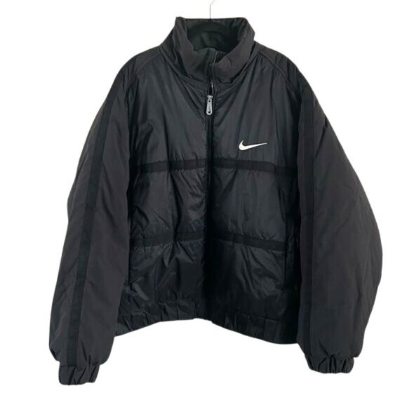Nike Vintage 90s Puffer Coat Black Spell Out Logo XXL Men’s - Picture 1 of 16